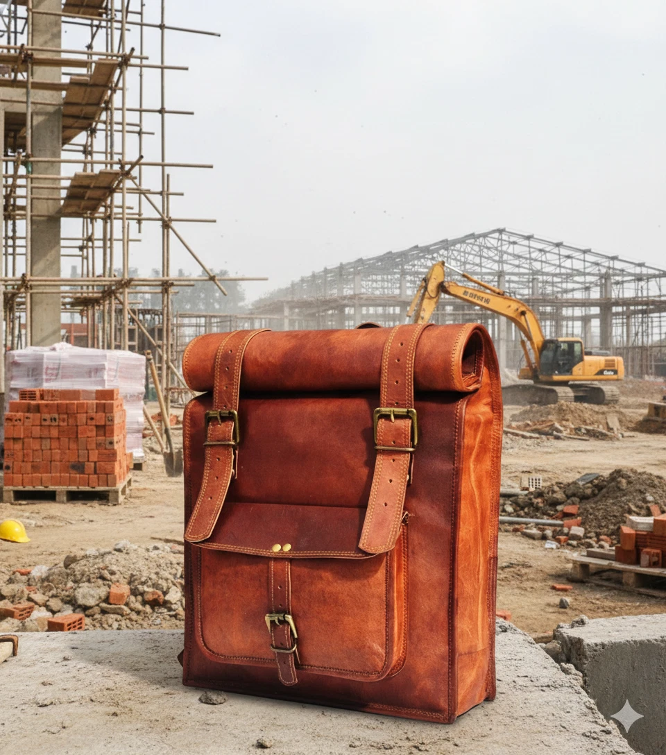 Goat Leather Bag Backpack Laptop Rucksack Men Brown Genuine S Travel New