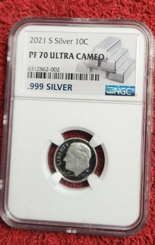 2021 s .999 silver proof Roosevelt dime NGC PF 70 Ultra Cameo