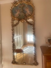 Antiker Wandspiegel groß-Holzrahmen vergoldet ca. 220x80 cm