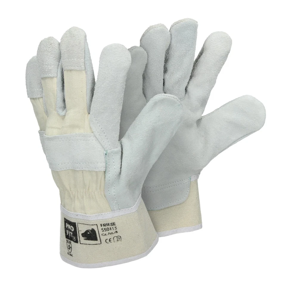 BESTPRICEPARTS Pro-Fit® Rindspaltleder-Handschuhe Größe 8-12 Arbeitshandschuhe Handschutz Natur