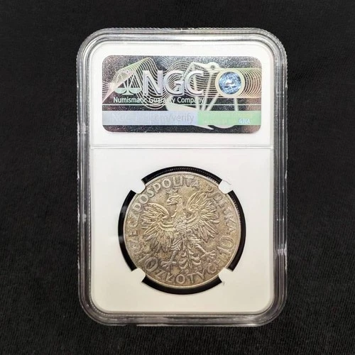 1932 Poland 10 Zloty Queen Jadwiga NGC AU Cleaned