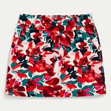 Crown  Ivy Girls Printed Bow Skirt Size Medium Holiday Floral Corduroy Pockets