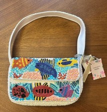 Handmade Beaded Fish Bag Shoulder Bag Made in India Ocean NWT