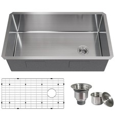 TECASA 32 Inch Undermount Workstation Kitchen Sink Single Bowl Stainless Steel