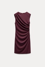 Zara Burgundy Draped Mini Dress Size  Small NWT 