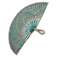 Asian Woven Fan: Handmade Straw Woven Semicircle Fan Wall Art - Rustic