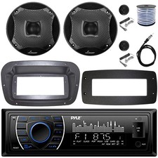 Pyle 1-DIN Marine MP3 Receiver W/Kit  Adapter Plate, 2x 6.5" Component Speakers