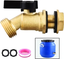 Brass Water Container/Rain Barrel Spigot 3/4" Threaded Quarter Turn Ball Valve w