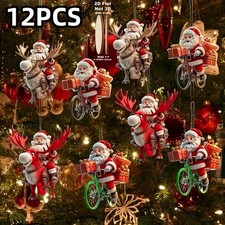 6 Pcs Christmas Glitter Poinsettia Flowers Artificial Floral Picks Holiday Tree