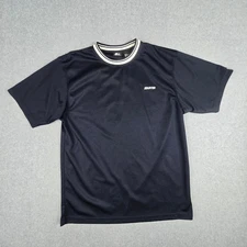 Starter Mens Medium Navy Athletic T-Shirt Crew Neck White Ringer Trim Logo FLAW