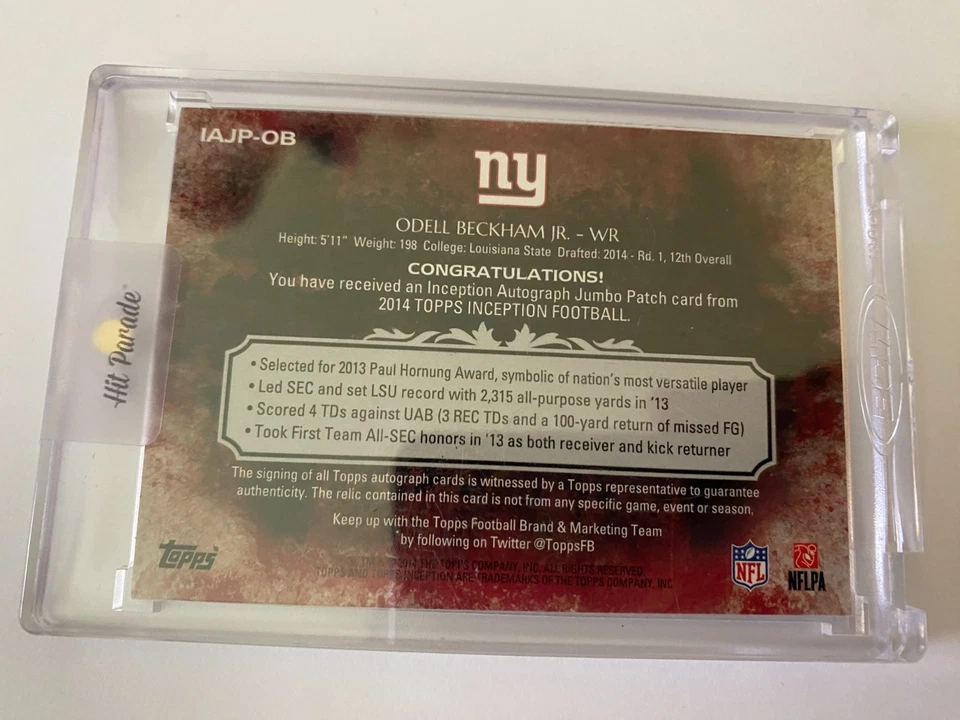 Odell Beckham Jr. Inception RPA Topps Inception /75 - Image 2 of 3