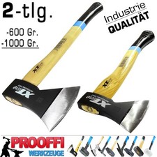 2 x Profi Holzbeil Holz Axt Forst Beil Holz Spalten Eschen Stiel 600 + 1000 Gr.