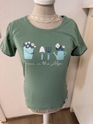 1803 Born in the Alps Shirt Oberteil Petrol Damen T-Shirt Blumen
