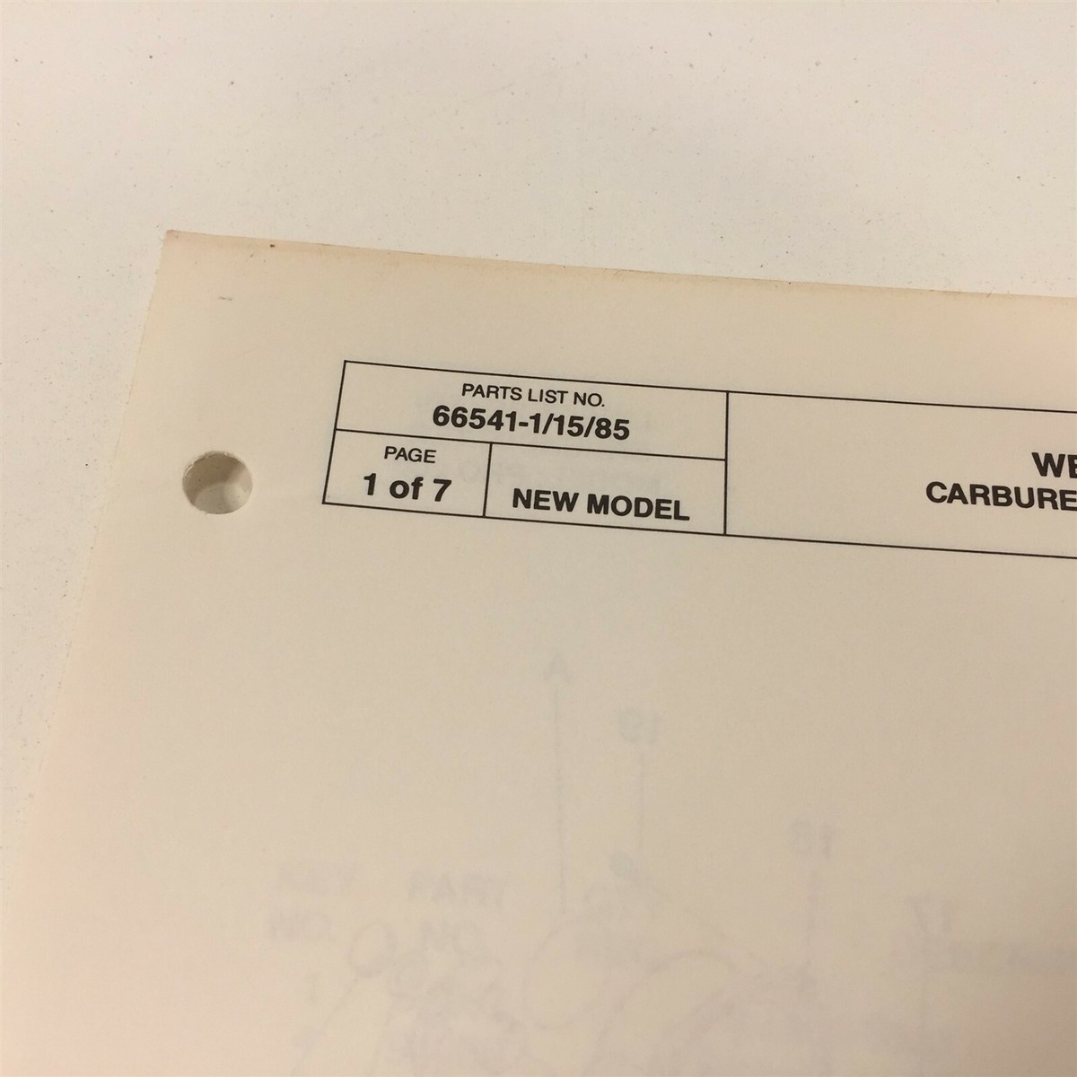 1985 Weed Eater Model PRO 200 Trimmer Brushcutter Parts List