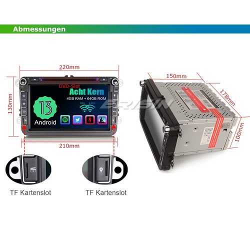 8-Kern Android 13 Autoradio GPS Für VW Golf Passat Caddy Tiguan Jetta Seat Leon - Bild 17 von 22