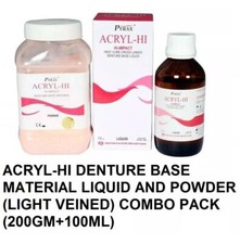 Dental ACRYL HI Heat Cure Denture Base Material (Powder 200g + Liquid 100ml)