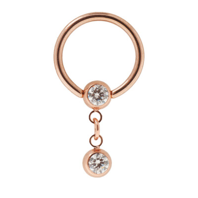 Rosegold Intim PIERCING Ring 5mm Kristall Kugel Schmuck Ohr Brustwarze Klitoris
