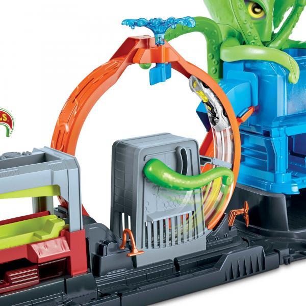 Hot Wheels City Ultimate Octopus Car Wash, Lungo 1,2 M, Con Auto Che Cambia Colo