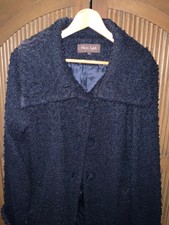 Worn Twice -phase Eight - Very Smart Navy Boucle Lined 3/4 Length Coat - Size 10