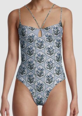 $560 Agua By Agua Bendita Women's Blue Chan Celeste One-Piece Swimsuit Size L
