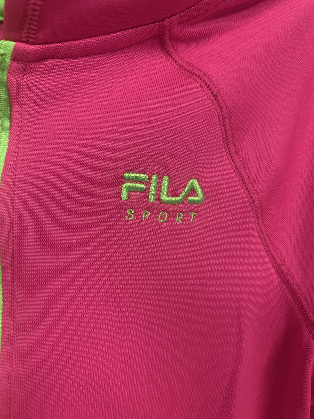 Felpa con cappuccio ragazza Fila Sport XL 16 rosa verde maniche lunghe 1 4 pullover con cerniera