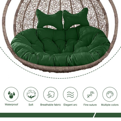 2 Persons Hammock Swing Chair Cushion w/Headrest Detachable Hanging Chair Pads - Picture 18 of 69