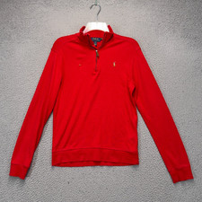 Polo Ralph Lauren 1/4 Zip Sweater Boys Large Red Little Pony Stretch Casual FLAW