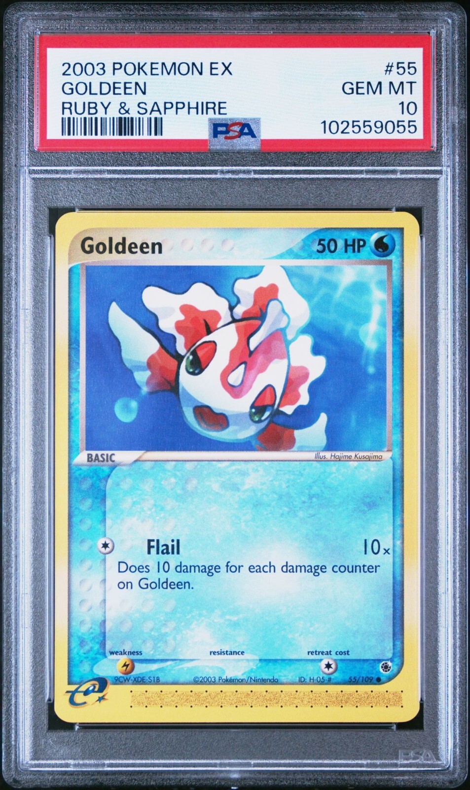 PSA 10 Gem Mint Goldeen #55 2003 ex Ruby & Sapphire Vintage e-reader Pokemon TCG