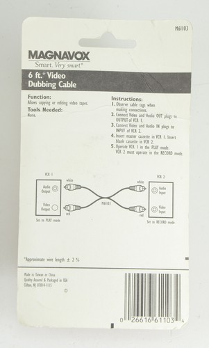 Magnavox M61103 6' Video Dubbing Cable RCA NEW - Picture 4 of 5