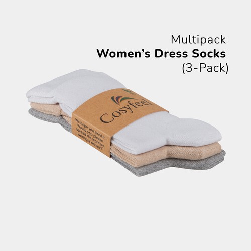 Cosyfeel® Women Crew Dress Socks 3-Pack Bamboo Material Durable Seamless Toe - Picture 126 of 133