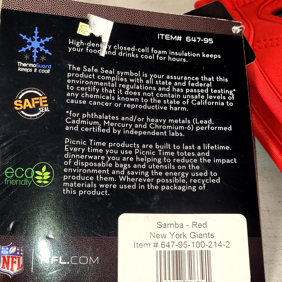 New York Giants Samba Wine Tote Red Insulated Officially Licensed - Image 4 of 4