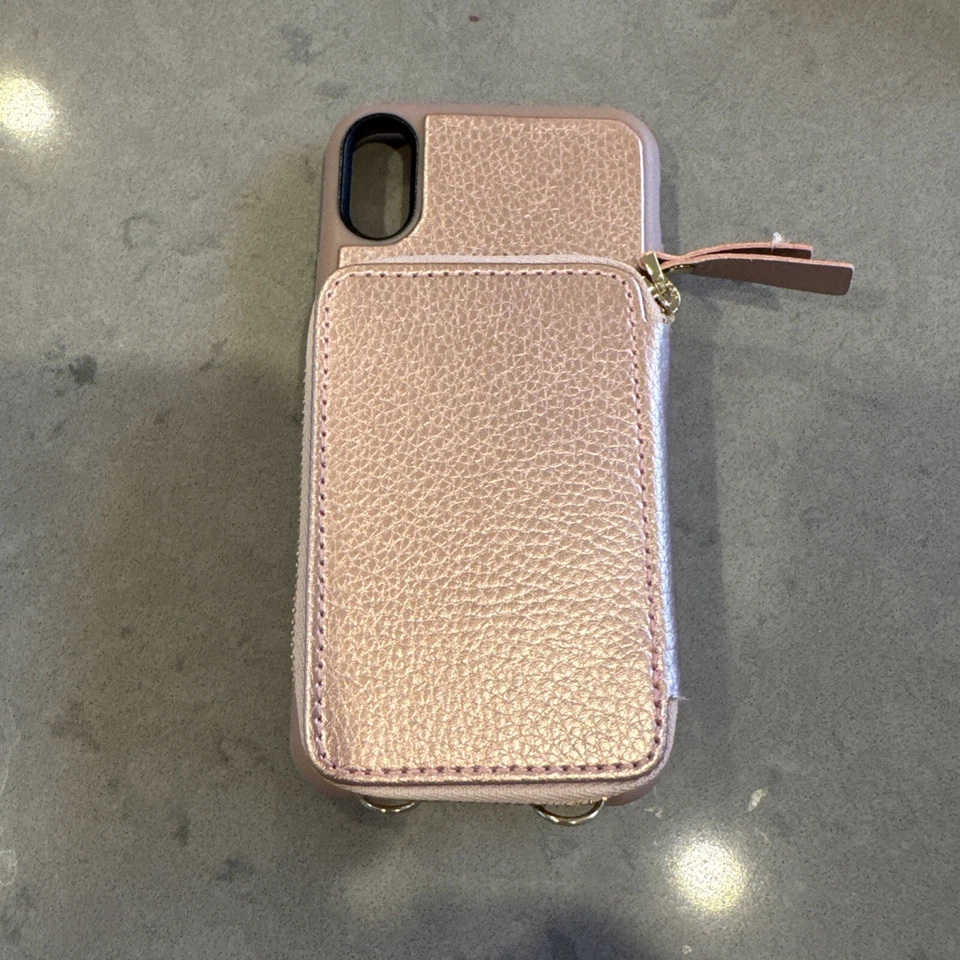 ZVE Case for iPhone X (10) 5.8”, Wallet Case w/Crossbody Strap Rose gold NWB Foto 3 de 4