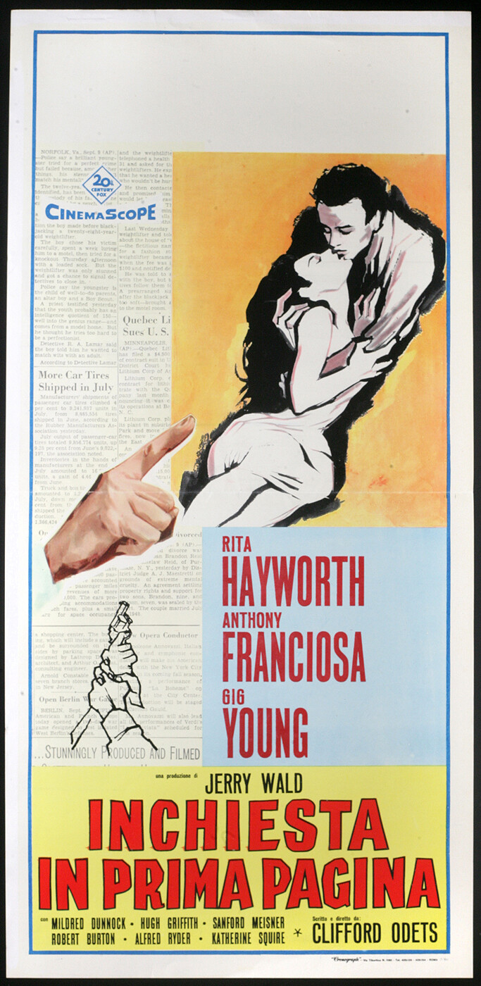 Locandina originale film Inchiesta in prima pagina (1959) - Regia di Clifford Odets