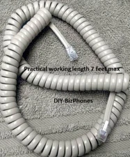 New Ivory 12Ft Handset Cord Vintage Phone Receiver Curly 4P4C Cablesys Bulk Pack