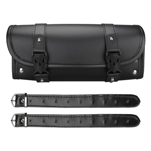 12'' Motorcycle Fork Tool Bag SaddleBag Storage Pouch Luggage Handlebar Leather - Picture 11 of 15