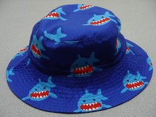 SHARK PRINT - Child's Size 49cm Bucket Hat Sun Cap 