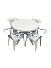 Plastic Patio Garden Furniture Set, Patio Table and Chairs - 4 Chairs & 1 Table
