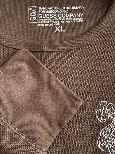 Camicia Guess e Marciano uomo vintage anni 90 drago marrone scuro termica rara taglia XL - Foto 4 di 4