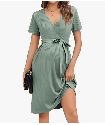 Ekouaer Women Short Sleeve Maternity Nursing Dress Casual V Neck | eBay