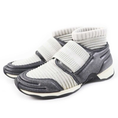 シャネル　ソックススニーカー　ココマーク　ニット スエード　38 CHANEL s-l400.jpg