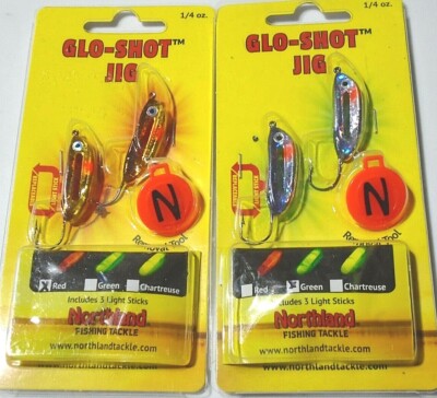 Northland Tackle 1/4 Glo-Shot Jigs (Lot of 2-Metalic Gold/Metallic Silver)