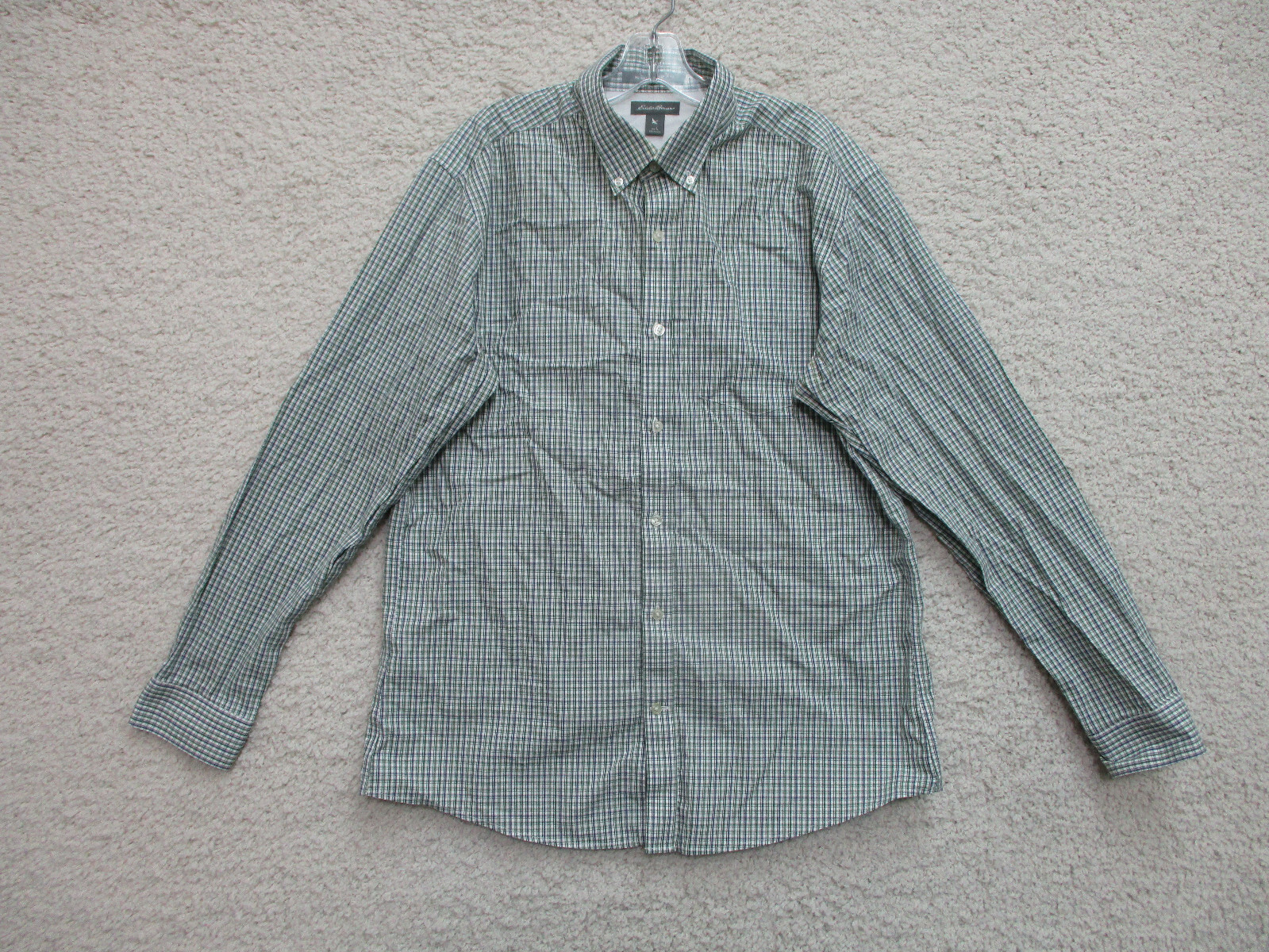 Eddie Bauer Green Classic Fit Casual Button-Up Shirt with Pocket for Men Size L