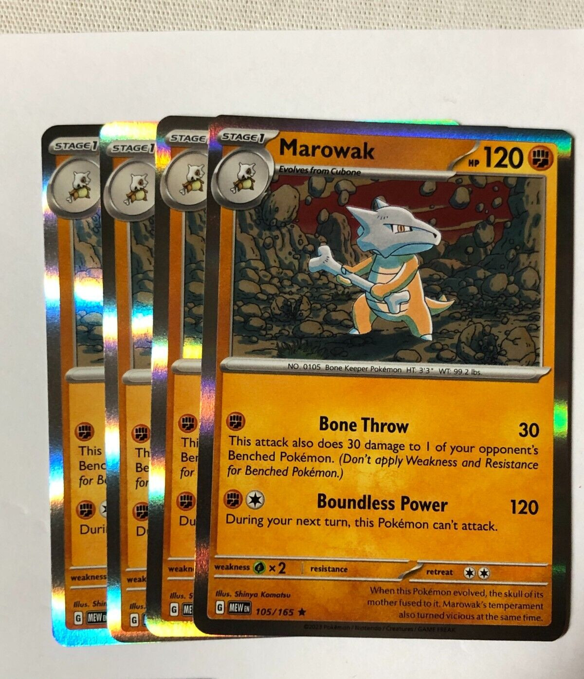 Pokemon Card 151 4x Playset Marowak 105/165 Near Mint