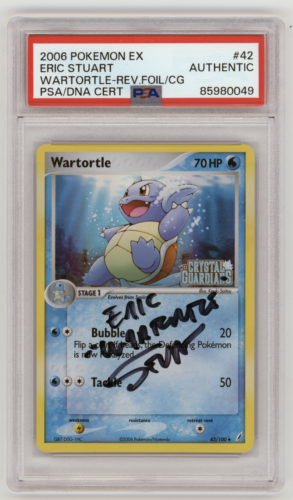 PSA Signed Eric Stuart Wartortle 42/100 Crystal Guardians Stamped Pokemon Card - Picture 1 of 2