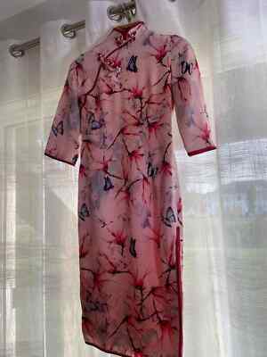 Wedding qipao; Tea ceremony; Pankou Pink cheongsam sleeves; 90 cm chest; size S