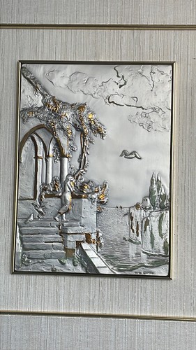 ALTES GEMÄLDE WERK AUF 925 SILBERPLATTE - Bild 4 von 9