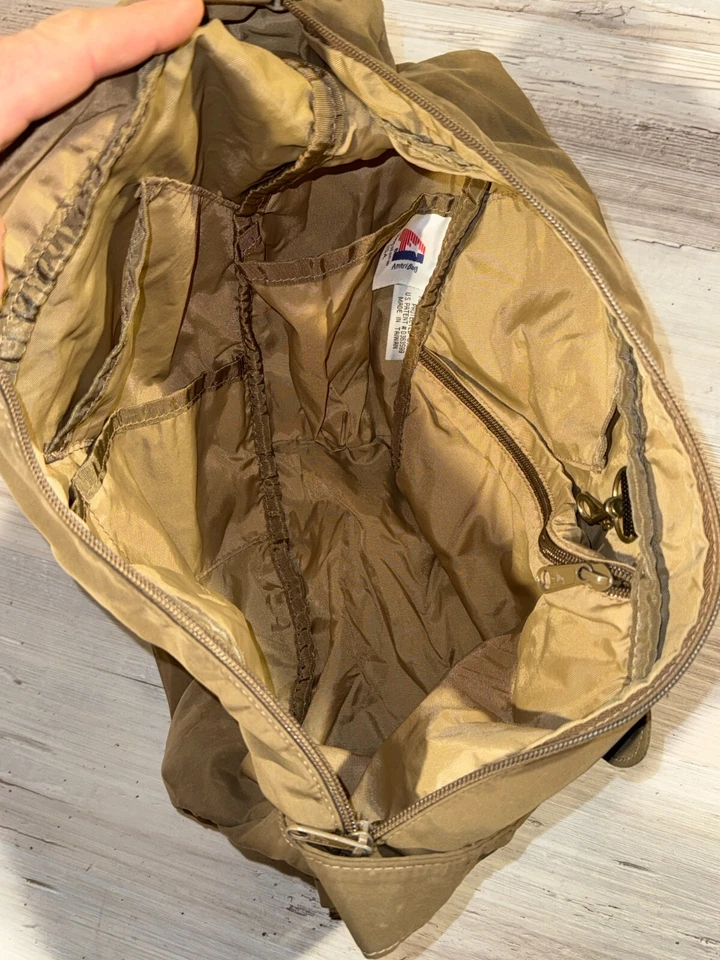 AmeriBag Healthy Back Bag BrownOlive Nylon Sling Backpack Comfort Travel Purse - Image 4 of 4