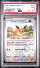 PSA 9 Mint Eevee Pokemon Day 2025 Reverse Holo 074 2025 Pokemon PRE EN
