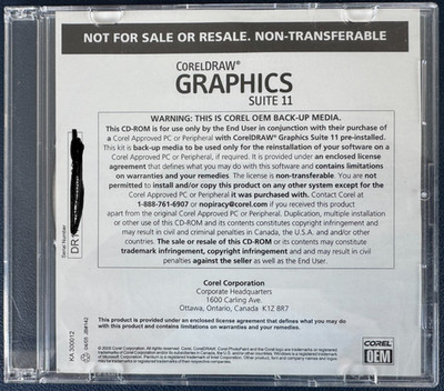 CorelDRAW Graphics Suite 11 OEM Vollversion Deutsch Original CD + Seriennummer