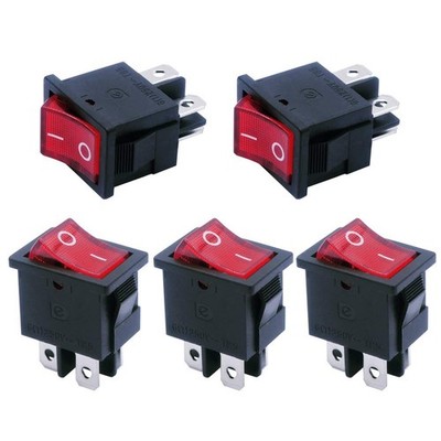 5Pcs 110V/120V Mini Rocker Switch Illuminated Snap-In DPST Toggle Power On-Off S